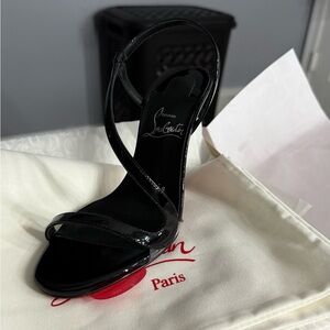 Christian Louboutin Patent Black Strappy Heels